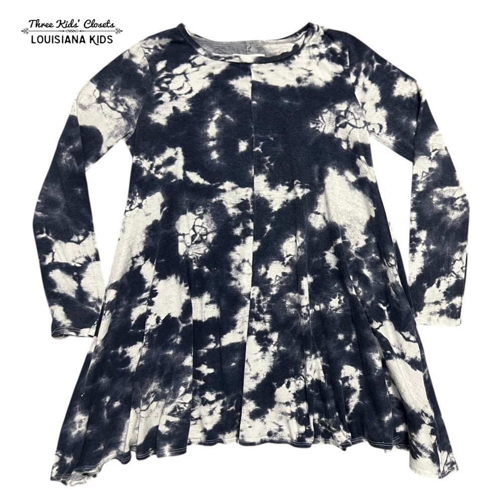 Melrose and Market M (8/10) Navy & White Tie-Dye Tunic Dress